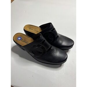 Naot Clogs Leather Mule Black Block Heel Womens Comfort Shoe Sz EU 40 L9 Slip-on